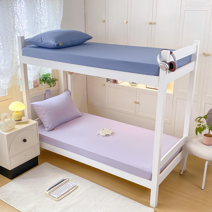 91家纺网 家纺一手货源 找家纺 凡客家居 2025新款全棉学生床笠三件套 丁香紫