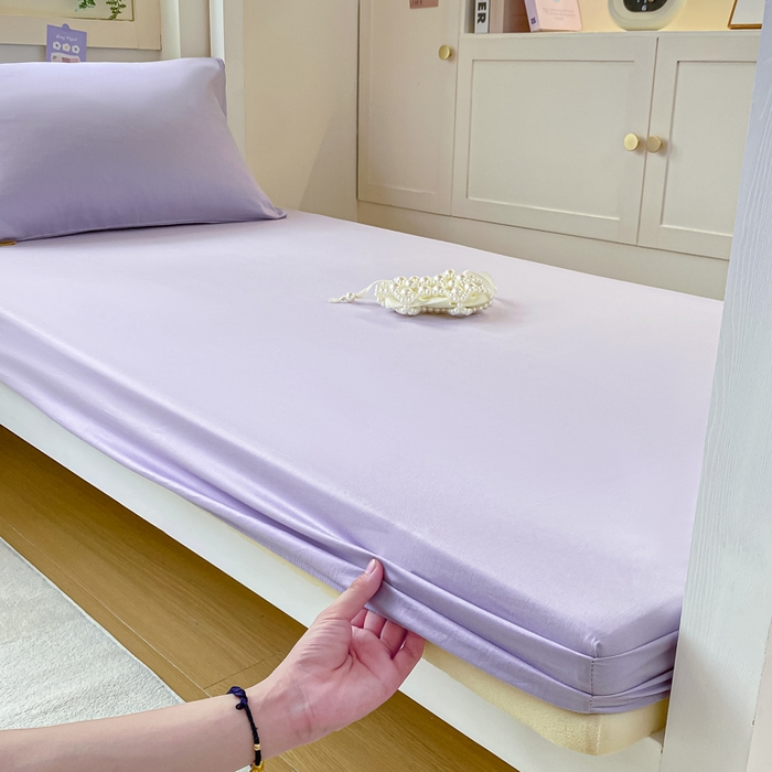 91家纺网 家纺一手货源 找家纺 凡客家居 2025新款全棉学生床笠三件套 丁香紫