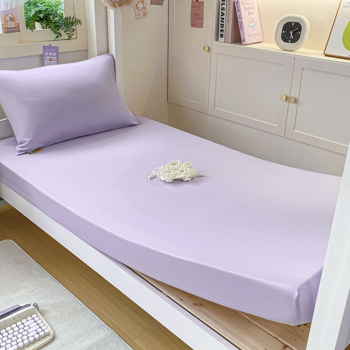 91家纺网 家纺一手货源 找家纺 凡客家居 2025新款全棉学生床笠三件套 丁香紫