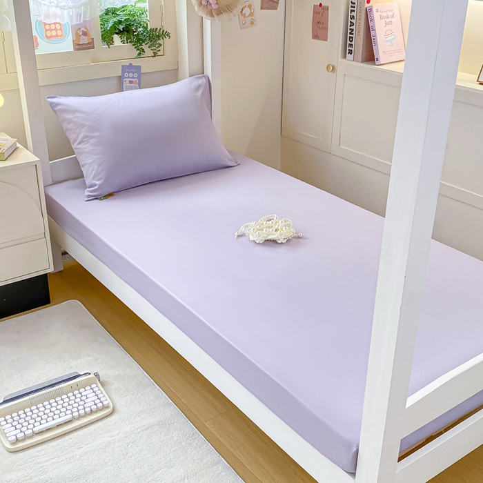 91家纺网 家纺一手货源 找家纺 凡客家居 2025新款全棉学生床笠三件套 丁香紫