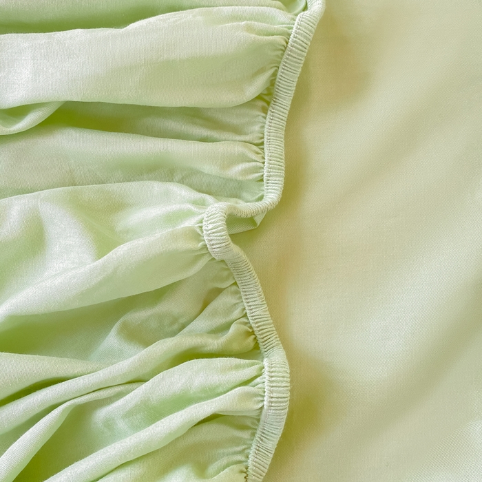 91家纺网 家纺一手货源 找家纺 凡客家居 2025新款全棉学生床笠三件套 嫩牙绿