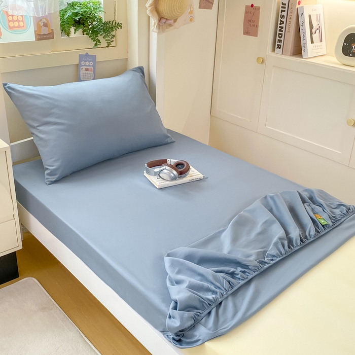 91家纺网 家纺一手货源 找家纺 凡客家居 2025新款全棉学生床笠三件套 蔚蓝