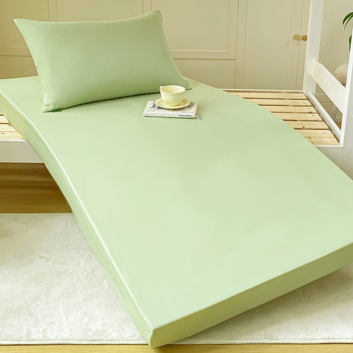 91家纺网 家纺一手货源 找家纺 凡客家居 2025新款全棉学生床笠三件套 嫩牙绿