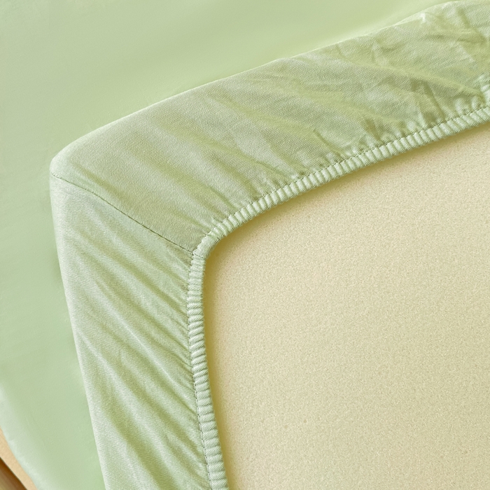 91家纺网 家纺一手货源 找家纺 凡客家居 2025新款全棉学生床笠三件套 嫩牙绿