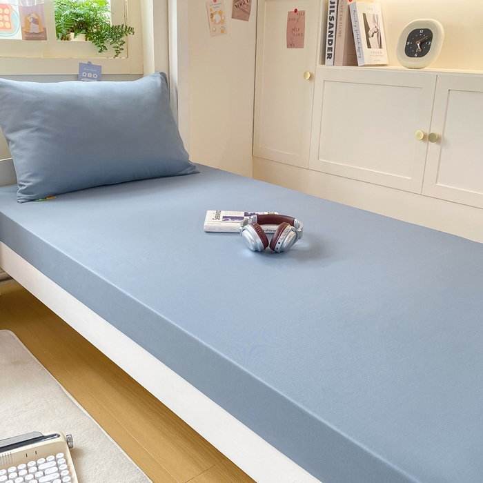 91家纺网 家纺一手货源 找家纺 凡客家居 2025新款全棉学生床笠三件套 蔚蓝