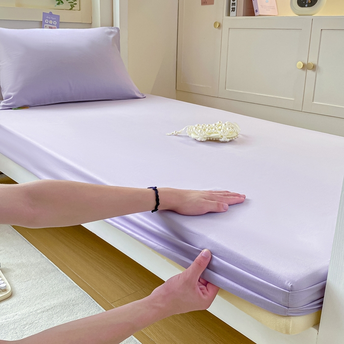 91家纺网 家纺一手货源 找家纺 凡客家居 2025新款全棉学生床笠三件套 丁香紫