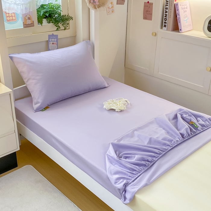 91家纺网 家纺一手货源 找家纺 凡客家居 2025新款全棉学生床笠三件套 丁香紫