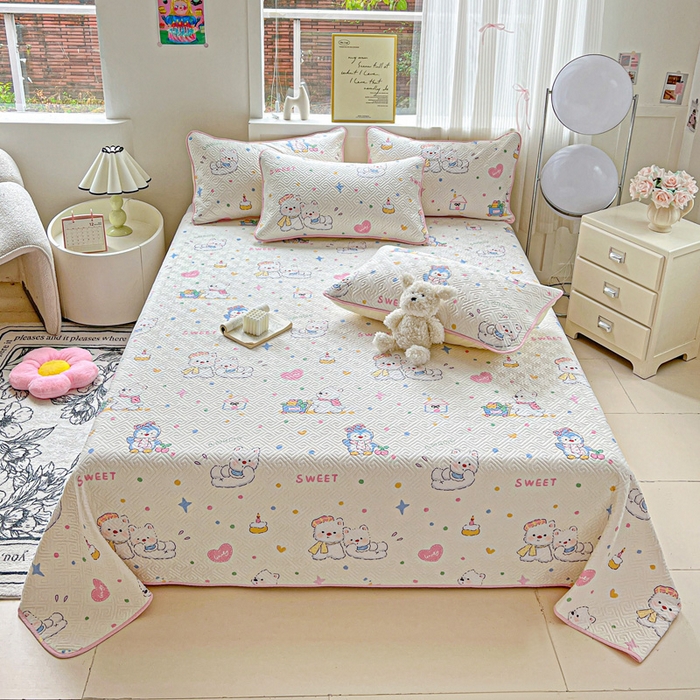 羽爱家纺 2025新款A类双面印花全棉水洗床盖套件-三件套 甜蜜伙伴