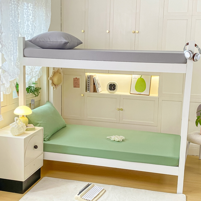 凡客家居 2025新款全棉学生床笠三件套 中绿