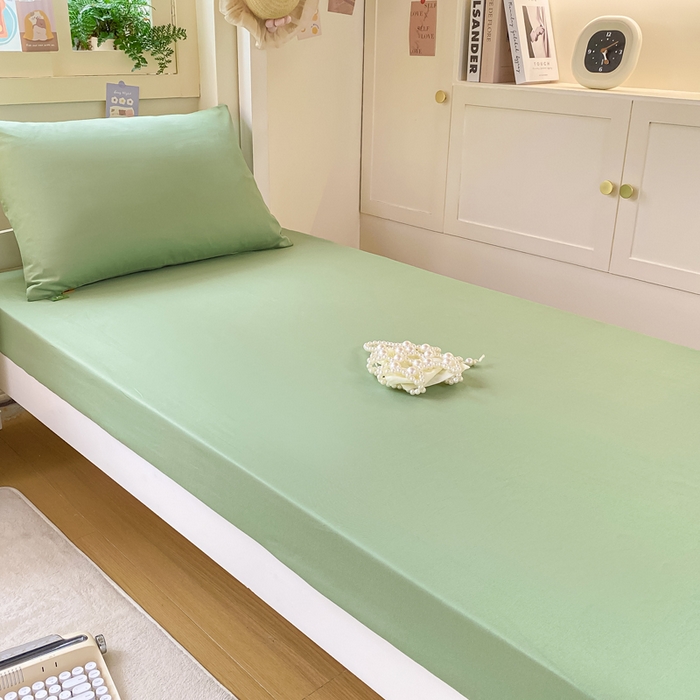 91家纺网 家纺一手货源 找家纺 凡客家居 2025新款全棉学生床笠三件套 中绿