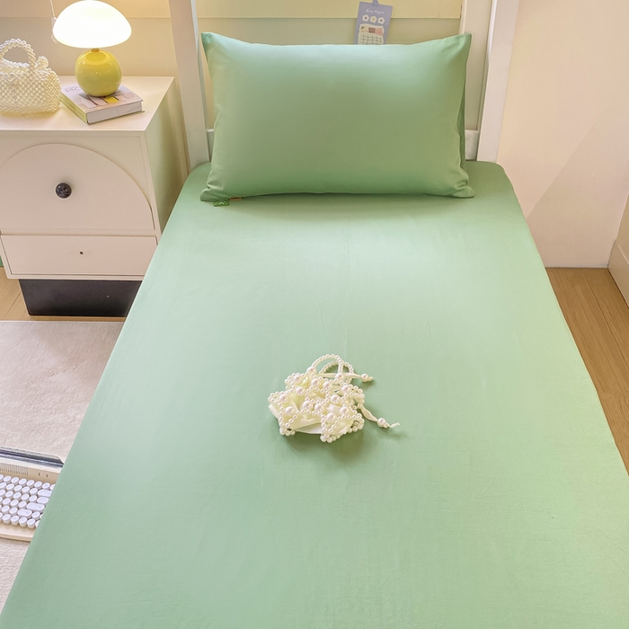 91家纺网 家纺一手货源 找家纺 凡客家居 2025新款全棉学生床笠三件套 中绿