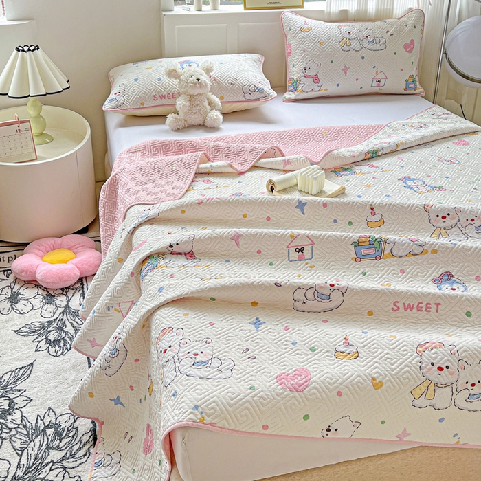 91家纺网 家纺一手货源 找家纺 羽爱家纺 2025新款A类双面印花全棉水洗床盖套件-三件套 甜蜜伙伴