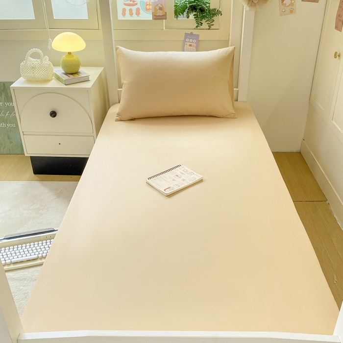 91家纺网 家纺一手货源 找家纺 凡客家居 2025新款全棉学生床笠三件套 奶茶