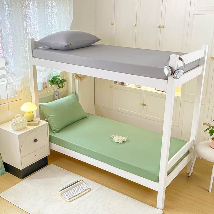 91家纺网 家纺一手货源 找家纺 凡客家居 2025新款全棉学生床笠三件套 中绿