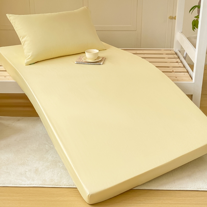 91家纺网 家纺一手货源 找家纺 凡客家居 2025新款全棉学生床笠三件套 茉莉黄