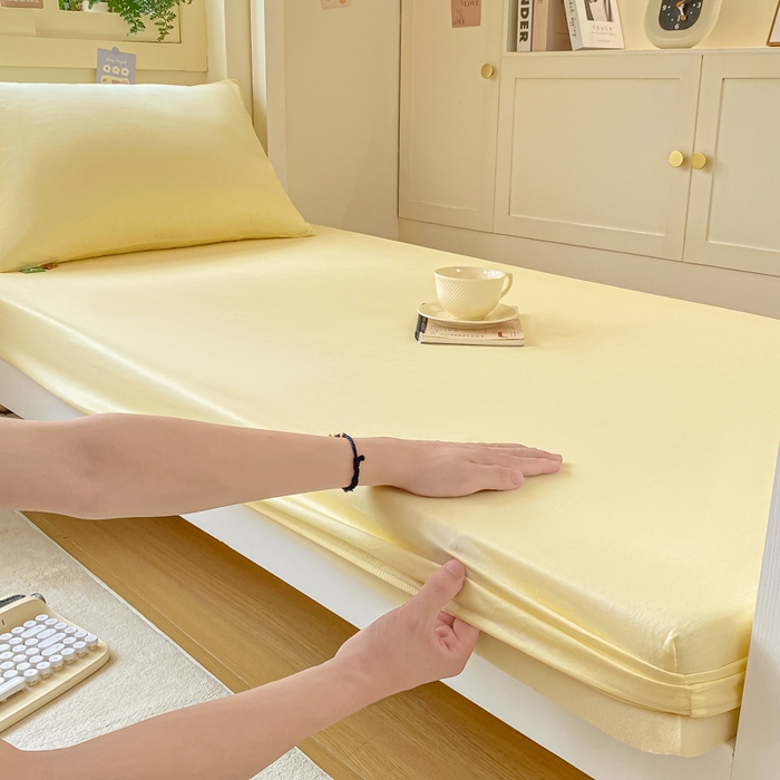 91家纺网 家纺一手货源 找家纺 凡客家居 2025新款全棉学生床笠三件套 茉莉黄