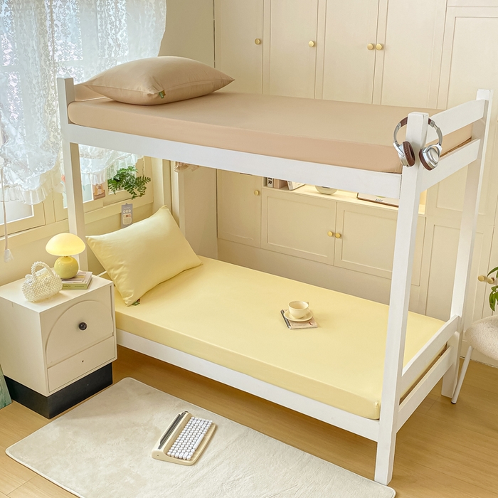 91家纺网 家纺一手货源 找家纺 凡客家居 2025新款全棉学生床笠三件套 茉莉黄