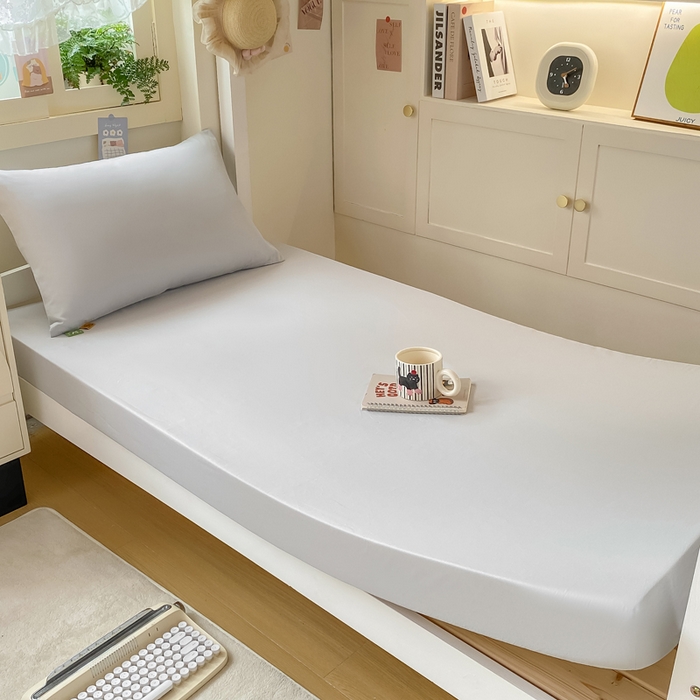 91家纺网 家纺一手货源 找家纺 凡客家居 2025新款全棉学生床笠三件套 冰川灰