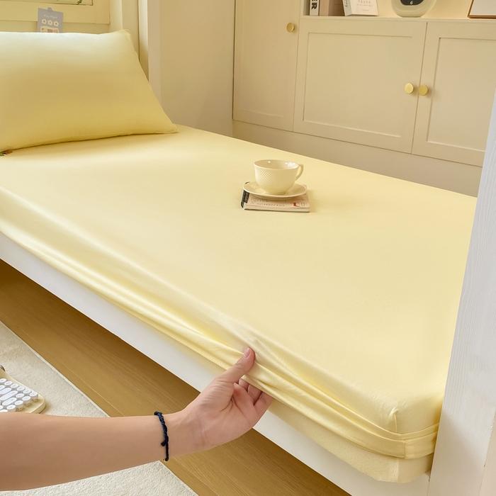 91家纺网 家纺一手货源 找家纺 凡客家居 2025新款全棉学生床笠三件套 茉莉黄