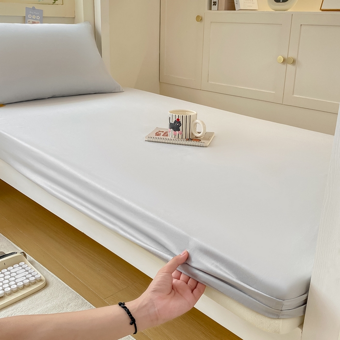 91家纺网 家纺一手货源 找家纺 凡客家居 2025新款全棉学生床笠三件套 冰川灰