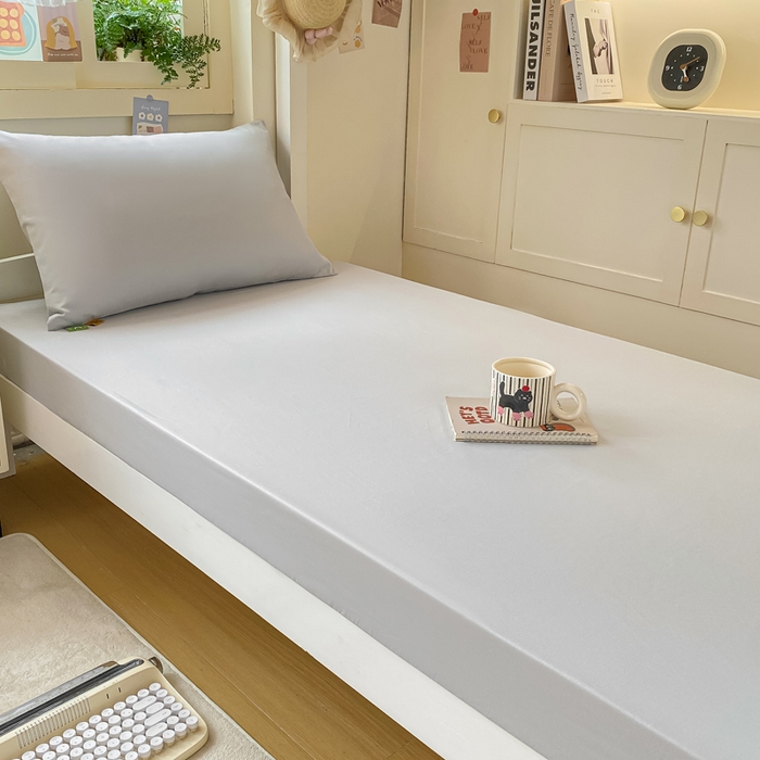 91家纺网 家纺一手货源 找家纺 凡客家居 2025新款全棉学生床笠三件套 冰川灰