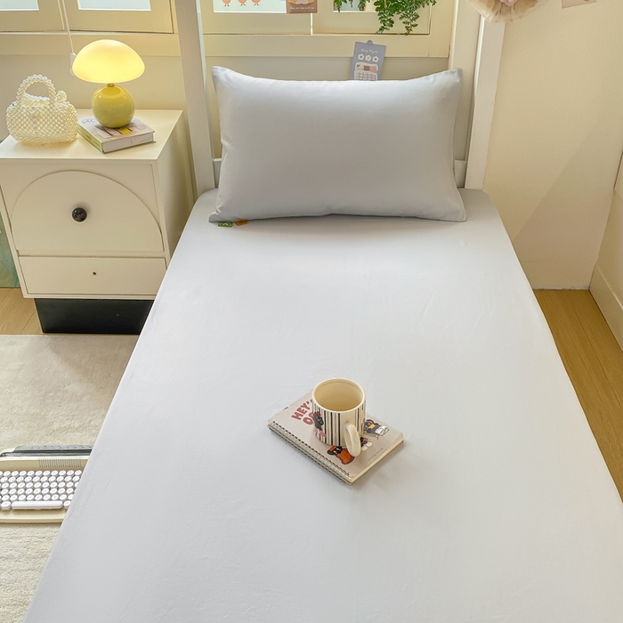 91家纺网 家纺一手货源 找家纺 凡客家居 2025新款全棉学生床笠三件套 冰川灰