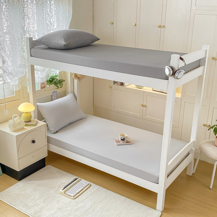 91家纺网 家纺一手货源 找家纺 凡客家居 2025新款全棉学生床笠三件套 冰川灰