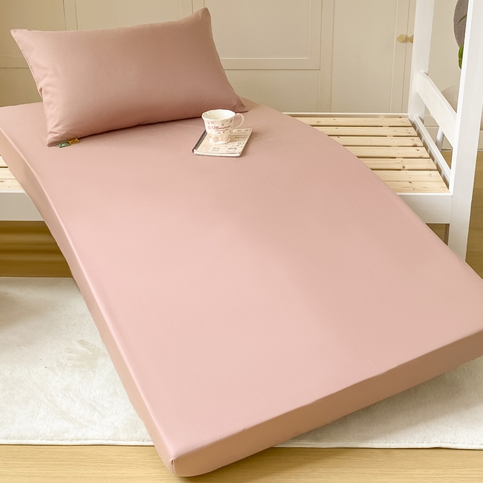 91家纺网 家纺一手货源 找家纺 凡客家居 2025新款全棉学生床笠三件套 豆沙粉