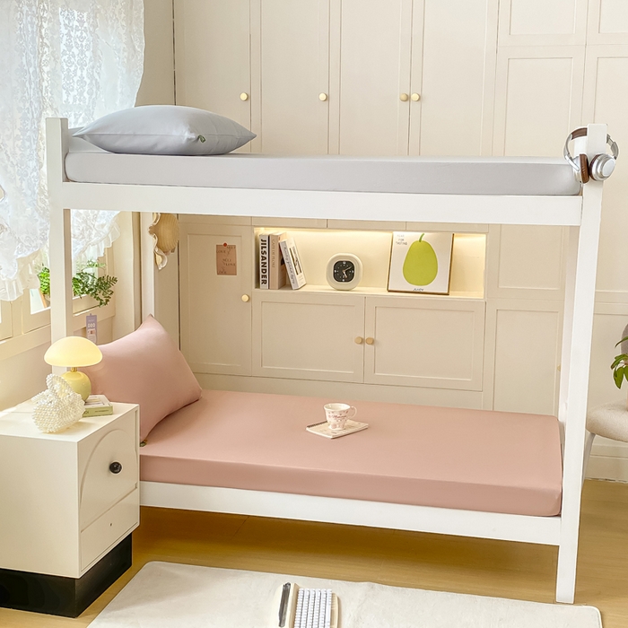 凡客家居 2025新款全棉学生床笠三件套 豆沙粉