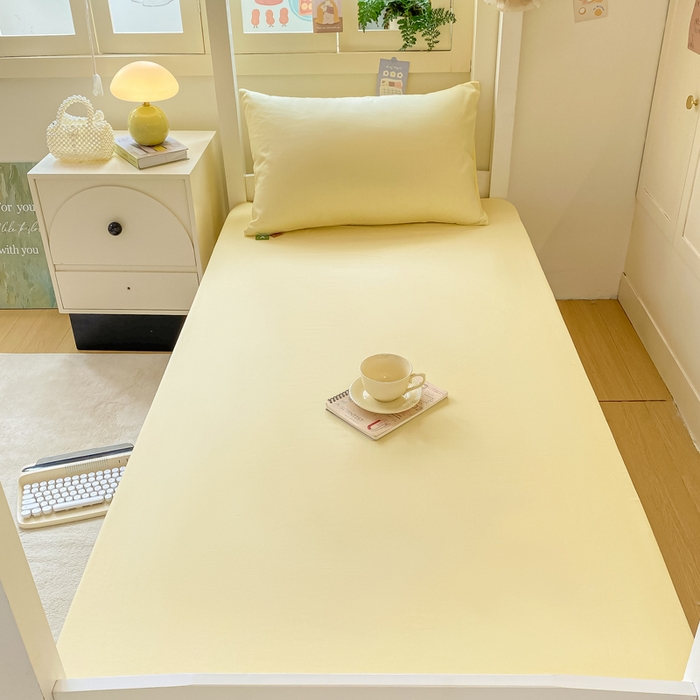 91家纺网 家纺一手货源 找家纺 凡客家居 2025新款全棉学生床笠三件套 茉莉黄