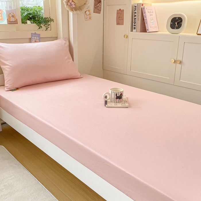 91家纺网 家纺一手货源 找家纺 凡客家居 2025新款全棉学生床笠三件套 仙女粉