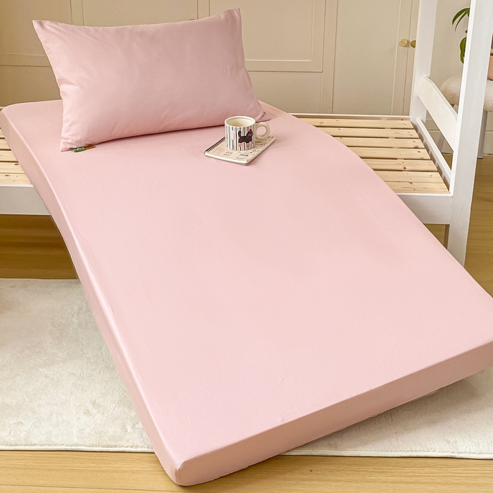 91家纺网 家纺一手货源 找家纺 凡客家居 2025新款全棉学生床笠三件套 仙女粉