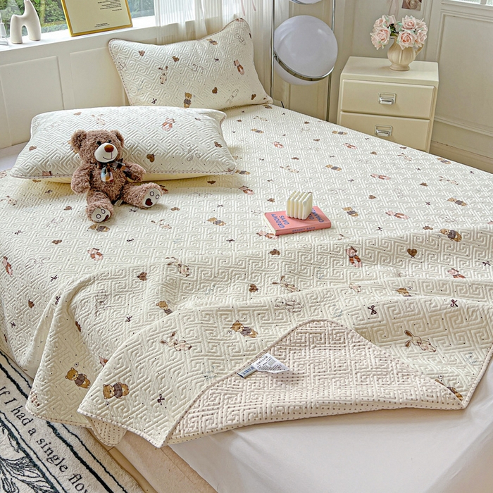 91家纺网 家纺一手货源 找家纺 羽爱家纺 2025新款A类双面印花全棉水洗床盖套件-三件套 甜心派对