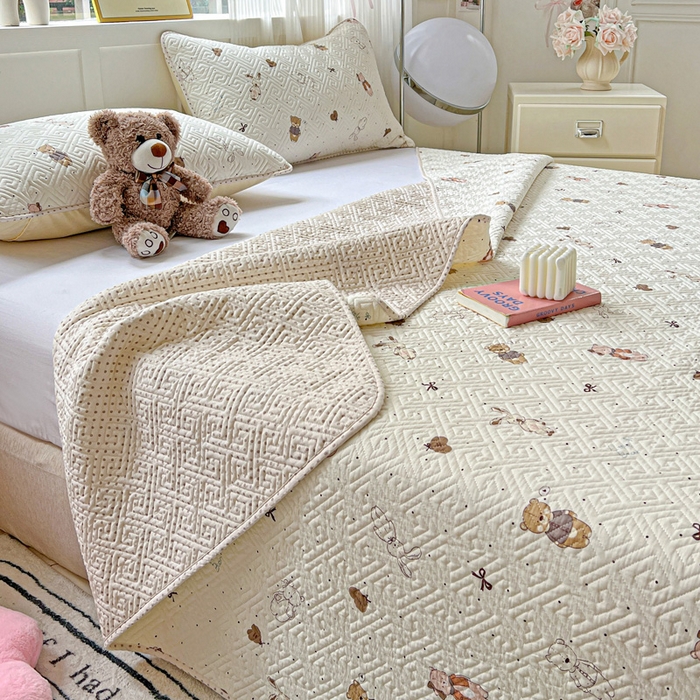 91家纺网 家纺一手货源 找家纺 羽爱家纺 2025新款A类双面印花全棉水洗床盖套件-三件套 甜心派对