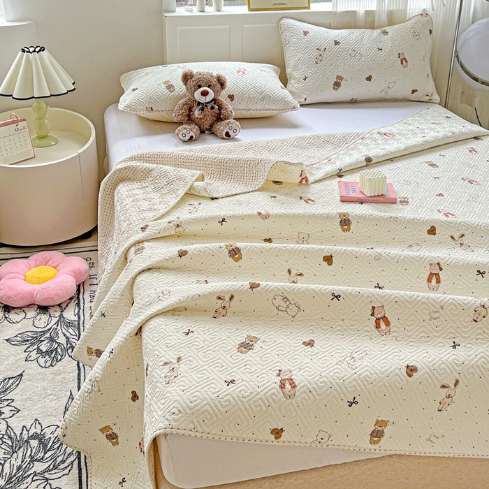 91家纺网 家纺一手货源 找家纺 羽爱家纺 2025新款A类双面印花全棉水洗床盖套件-三件套 甜心派对