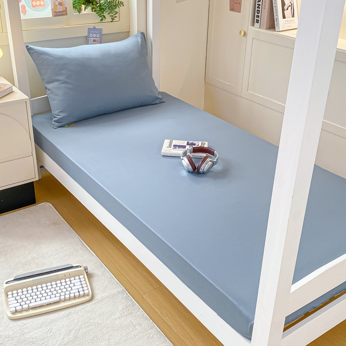 91家纺网 家纺一手货源 找家纺 凡客家居 2025新款全棉学生床笠三件套 蔚蓝