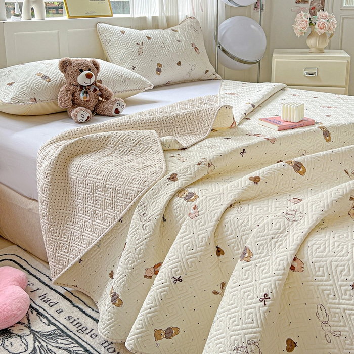 91家纺网 家纺一手货源 找家纺 羽爱家纺 2025新款A类双面印花全棉水洗床盖套件-三件套 甜心派对