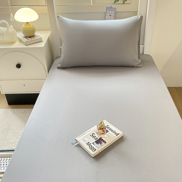 91家纺网 家纺一手货源 找家纺 凡客家居 2025新款全棉学生床笠三件套 雅灰