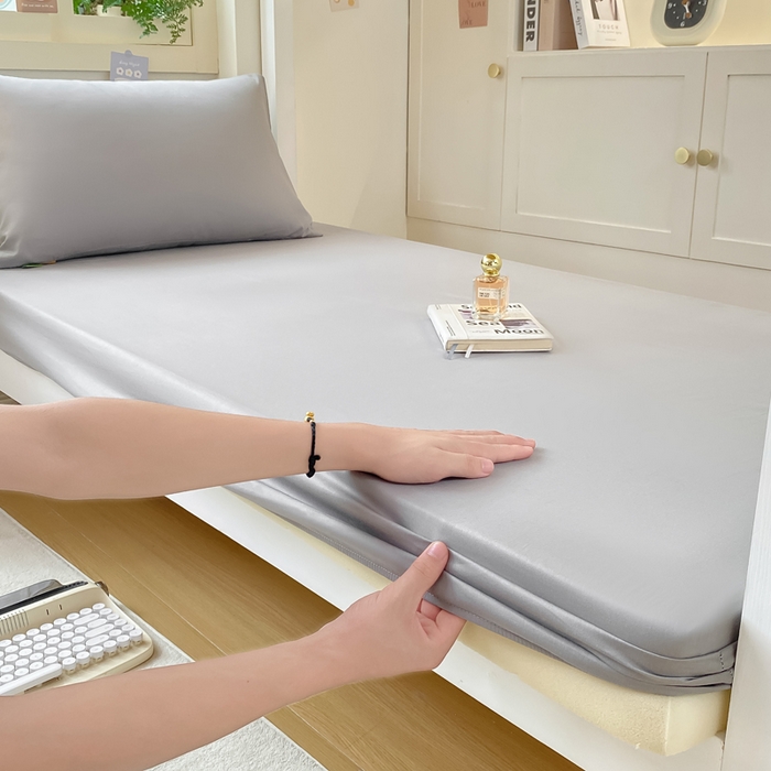 91家纺网 家纺一手货源 找家纺 凡客家居 2025新款全棉学生床笠三件套 雅灰