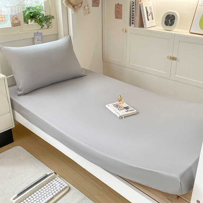 91家纺网 家纺一手货源 找家纺 凡客家居 2025新款全棉学生床笠三件套 雅灰