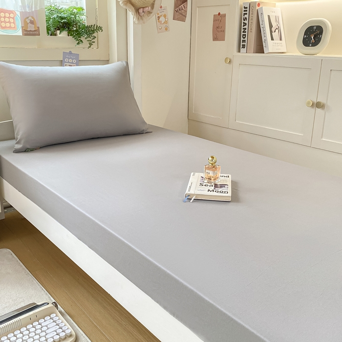 91家纺网 家纺一手货源 找家纺 凡客家居 2025新款全棉学生床笠三件套 雅灰