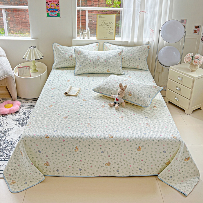 羽爱家纺 2025新款A类双面印花全棉水洗床盖套件-三件套 兔子乐园