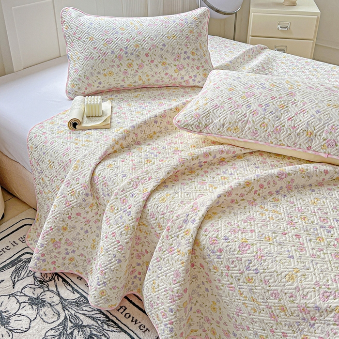 91家纺网 家纺一手货源 找家纺 羽爱家纺 2025新款A类双面印花全棉水洗床盖套件-三件套 向阳花开