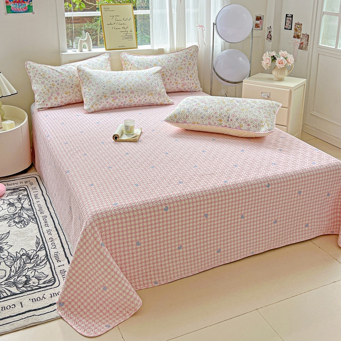 91家纺网 家纺一手货源 找家纺 羽爱家纺 2025新款A类双面印花全棉水洗床盖套件-三件套 向阳花开