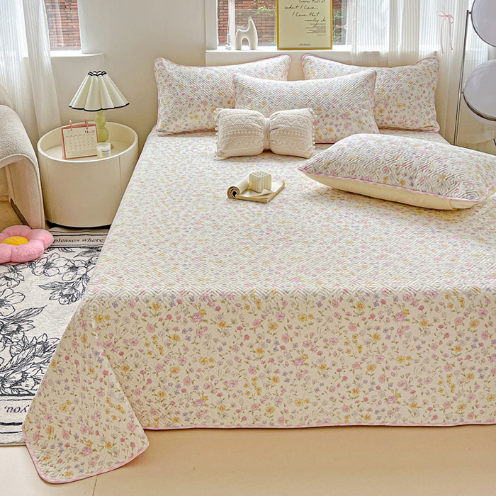 91家纺网 家纺一手货源 找家纺 羽爱家纺 2025新款A类双面印花全棉水洗床盖套件-三件套 向阳花开