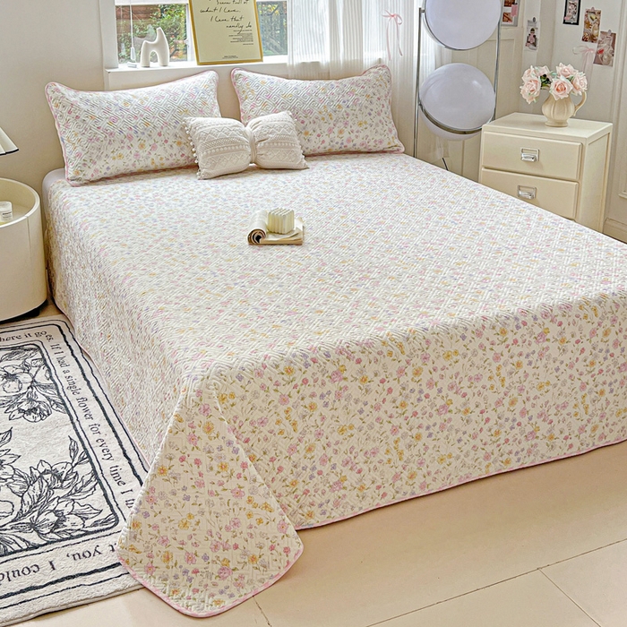 91家纺网 家纺一手货源 找家纺 羽爱家纺 2025新款A类双面印花全棉水洗床盖套件-三件套 向阳花开