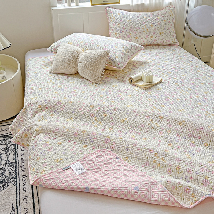 91家纺网 家纺一手货源 找家纺 羽爱家纺 2025新款A类双面印花全棉水洗床盖套件-三件套 向阳花开