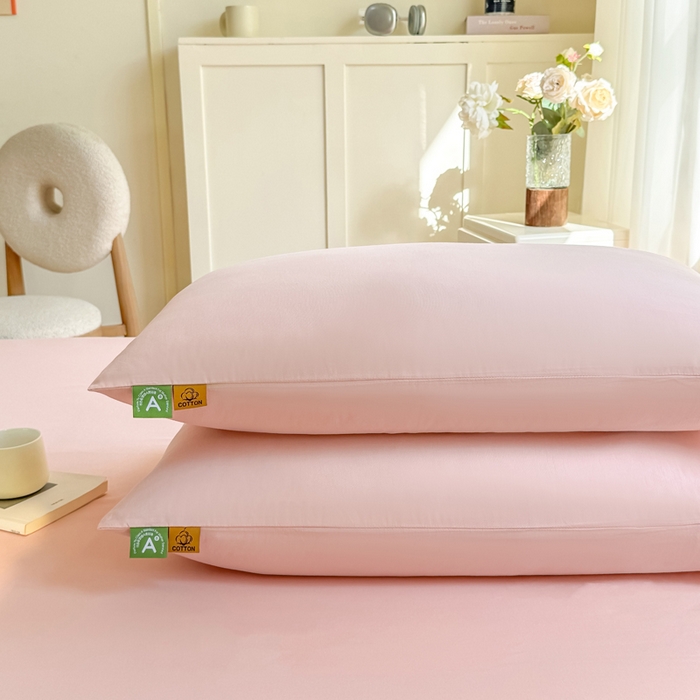 91家纺网 家纺一手货源 找家纺 凡客家居 2025新款全棉纯色简约枕套系列 仙女粉