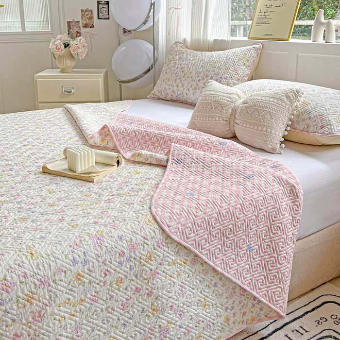 91家纺网 家纺一手货源 找家纺 羽爱家纺 2025新款A类双面印花全棉水洗床盖套件-三件套 向阳花开