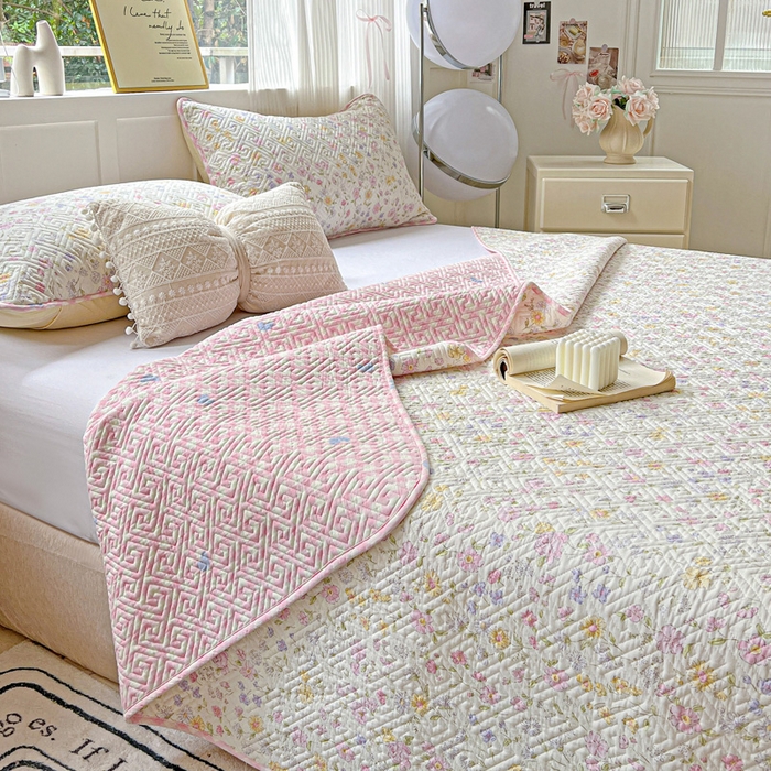 91家纺网 家纺一手货源 找家纺 羽爱家纺 2025新款A类双面印花全棉水洗床盖套件-三件套 向阳花开